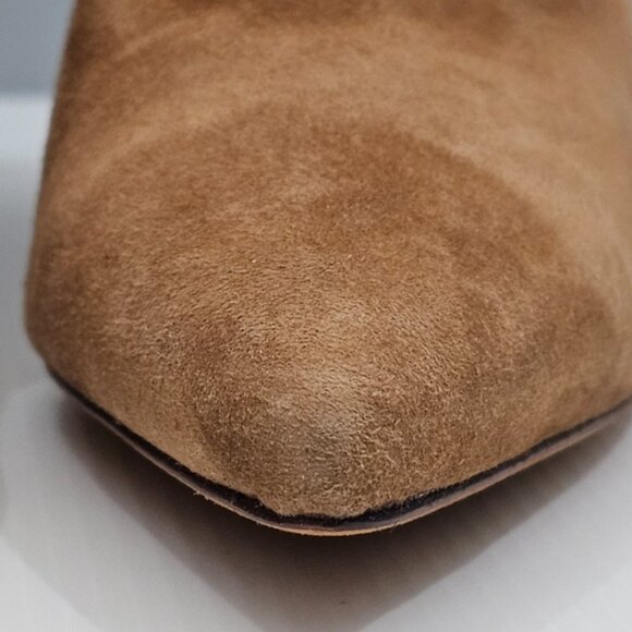 Vince Pilar Knee High Boot Women 9.5 WIDE CALF Amber Brown Suede Block Heel Fall - Picture 7 of 16